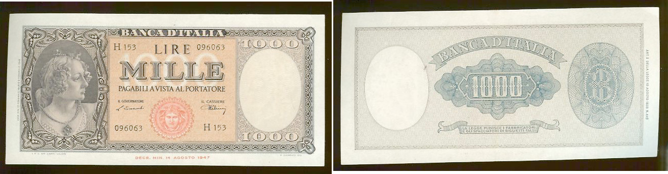 Italy 1000 lire 1948 Unc